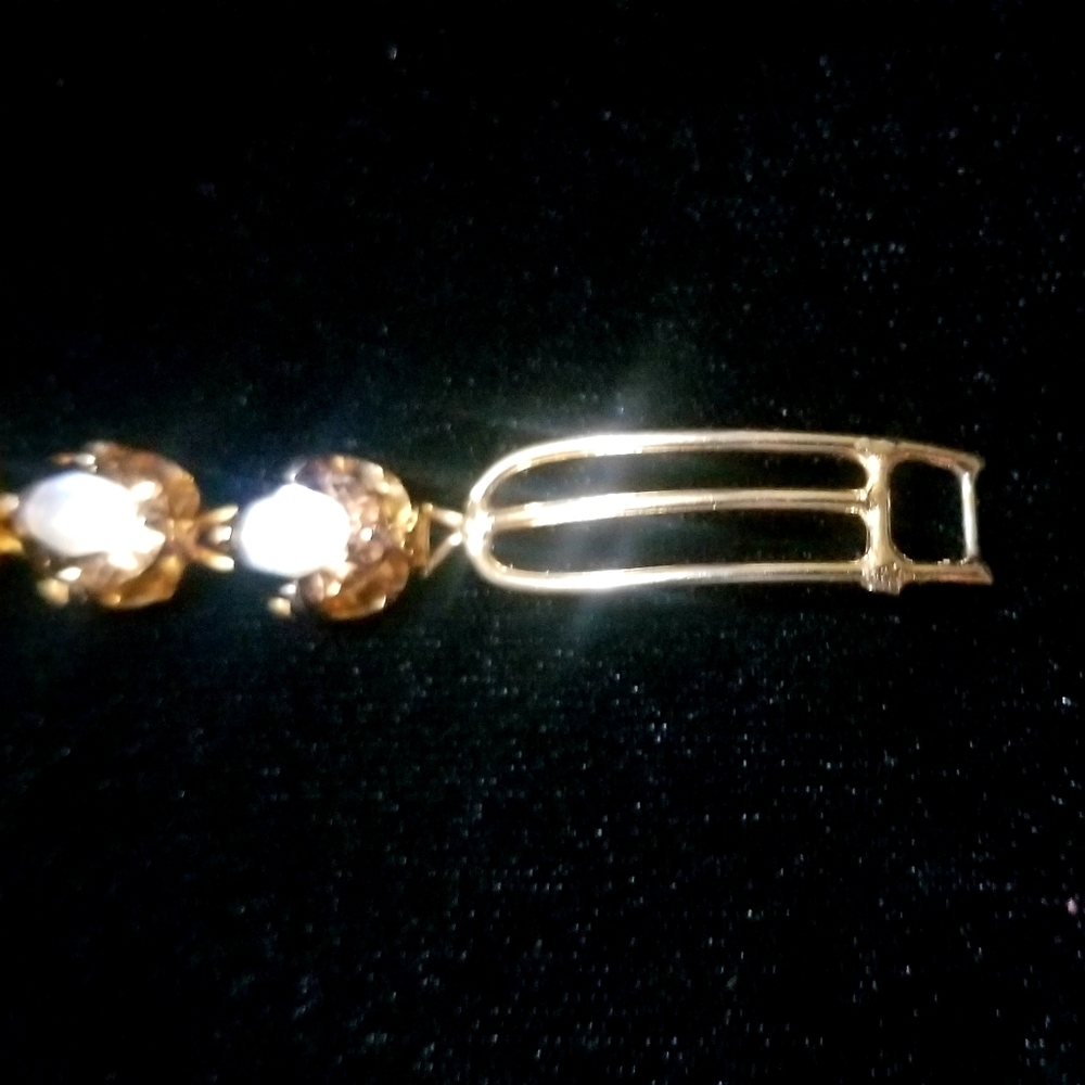 Genuine Smokey Quartz and Gold Plate Bracelet - Picture 8 of 8